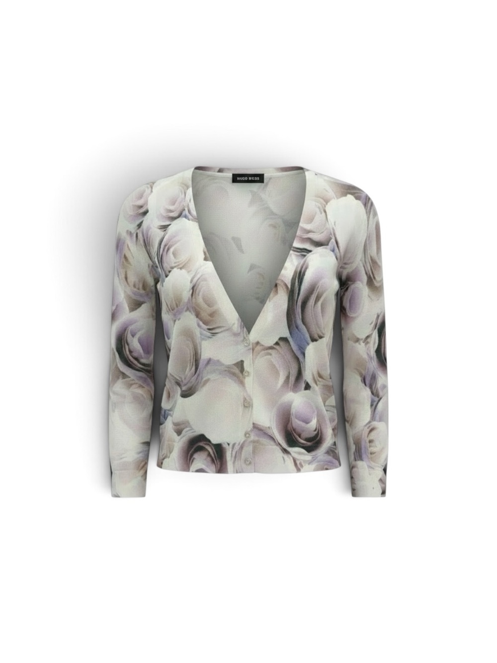 Hugo Boss Women's Floral V-Neck Cardigan - Pale Lavender & Cream